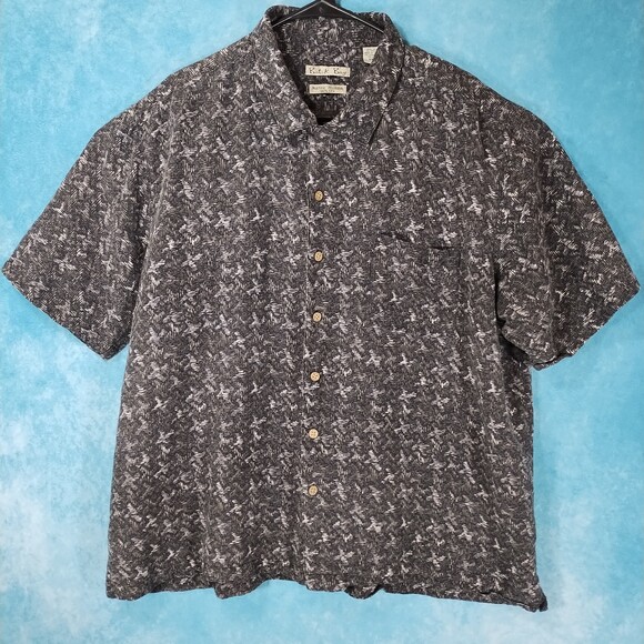 Batek Bay Men's 100% Silk Hawaiian Shirt, Gray, Size XXL - Picture 1 of 4